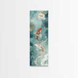 Wabi Sabi Koi Fish Framed Canvas Print, Koi Fish Painting, Elegant Art, Tall Art, Narrow Art, Accent Piece, Japanese Style Art
