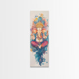 Ganesh wall art spiritual framed canvas print, Hindu god art, vibrant festival decor, meditation room art, sacred Indian home decor