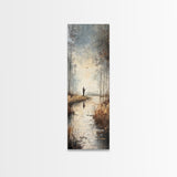 Fisherman painting peaceful landscape framed canvas print, autumn outdoor wall art, rustic decor, nature lovers gift, tranquil scene decor