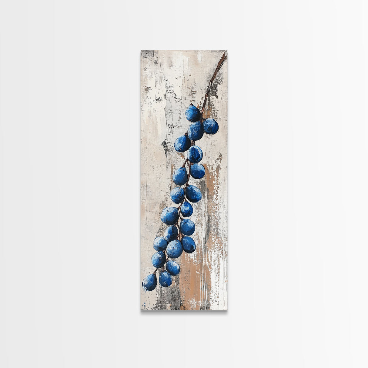 Framed Canvas Print Blueberries Still Life Painting Rustic Wall Art Botanical Prints Food Review Kitchen Art