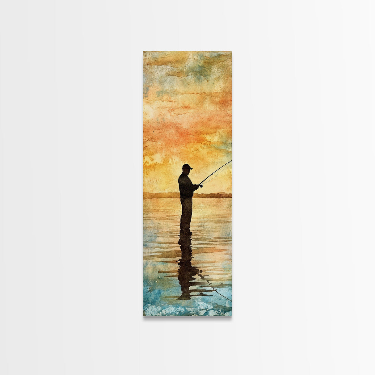 Framed Canvas Print Fishing Silhouette Art Above Sofa Art Southwest Wall Art Gift Idea Living Room Art Nature Lover's Unique Home Decor