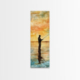 Framed Canvas Print Fishing Silhouette Art Above Sofa Art Southwest Wall Art Gift Idea Living Room Art Nature Lover's Unique Home Decor