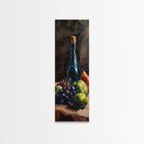 Restaurant Wall Art Still Life Oil Painting Print, Wine Bottle Painting, Tall Narrow Wall Art, Skinny Tall Art, Kitchen Decor, Wine Cellar Art