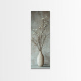 Framed Canvas Print Tall Skinny Art with Rustic Wildflower Painting, Botanical Wall Art, Wabi Sabi Art, Living Room Decor, Gift Idea Her