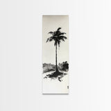 Canvas Print Black and White Palm Tree Painting Minimalist Tropical Wall Art, Wabi Sabi Art, Above Couch Decor, Tall Skinny Art Print