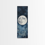 Framed Canvas Print Majestic Moon on Dark Sky, Coastal Inspired Wall Art, Nautical Home Decor, Large Wall Art Above Sofa Gift Him