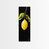 Minimalist Lemon Art Botanical Print on Black Canvas, Framed Option Available, Living Room Decor, Citrus Art, Modern Kitchen Wall Art