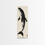 Majestic Humpback Whale in Striking Monochrome Ink Style – Sophisticated Canvas Print for Marine Life Enthusiasts and Nautical Wall Decor