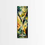 Vibrant Geometric Martini Glass, Abstract Cocktail Art, Mosaic Wall Art Canvas Print, Modern Bar Decor, Martini Wall Art