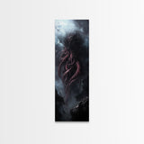 Cthulu Cosmic Horror Wall Art Canvas Print - Tall Skinny Narrow Wall Art - Accent Piece - Halloween Decor - Cosmic Horror Painting