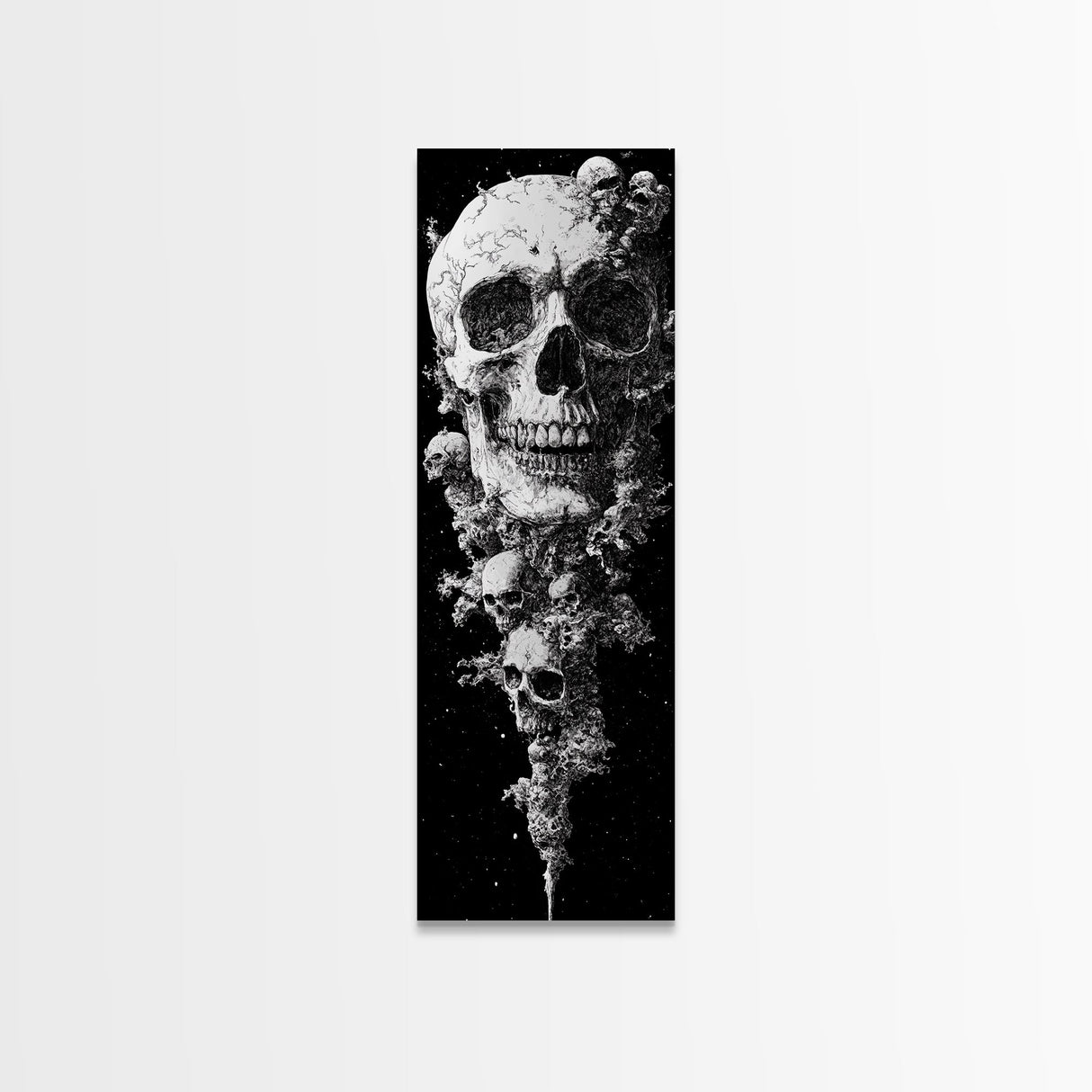 Skull Painting Print - Horror Decor - Witchy Decor - Tall Narrow Art - Framed Canvas Print - Skinny Wall Art - Skull Painting - Skull Wall Art