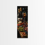Still Life Oil Painting Print of Wine and Fruits - Kitchen Wall Art - Kitchen Decor - Kitchen Accent Piece - Oil Painting - Narrow Wall Art - Tall Skinny Art