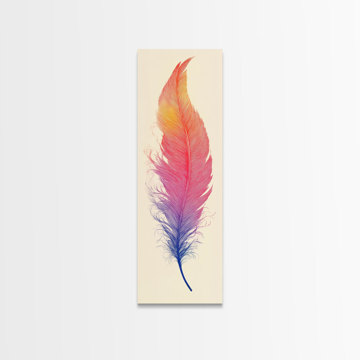 Funky Feather Painting Print - Framed Canvas - Home Decor - Tall Narrow Art - Feather Wall Art - Southwestern Decor