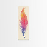 Funky Feather Painting Print - Framed Canvas - Home Decor - Tall Narrow Art - Feather Wall Art - Southwestern Decor