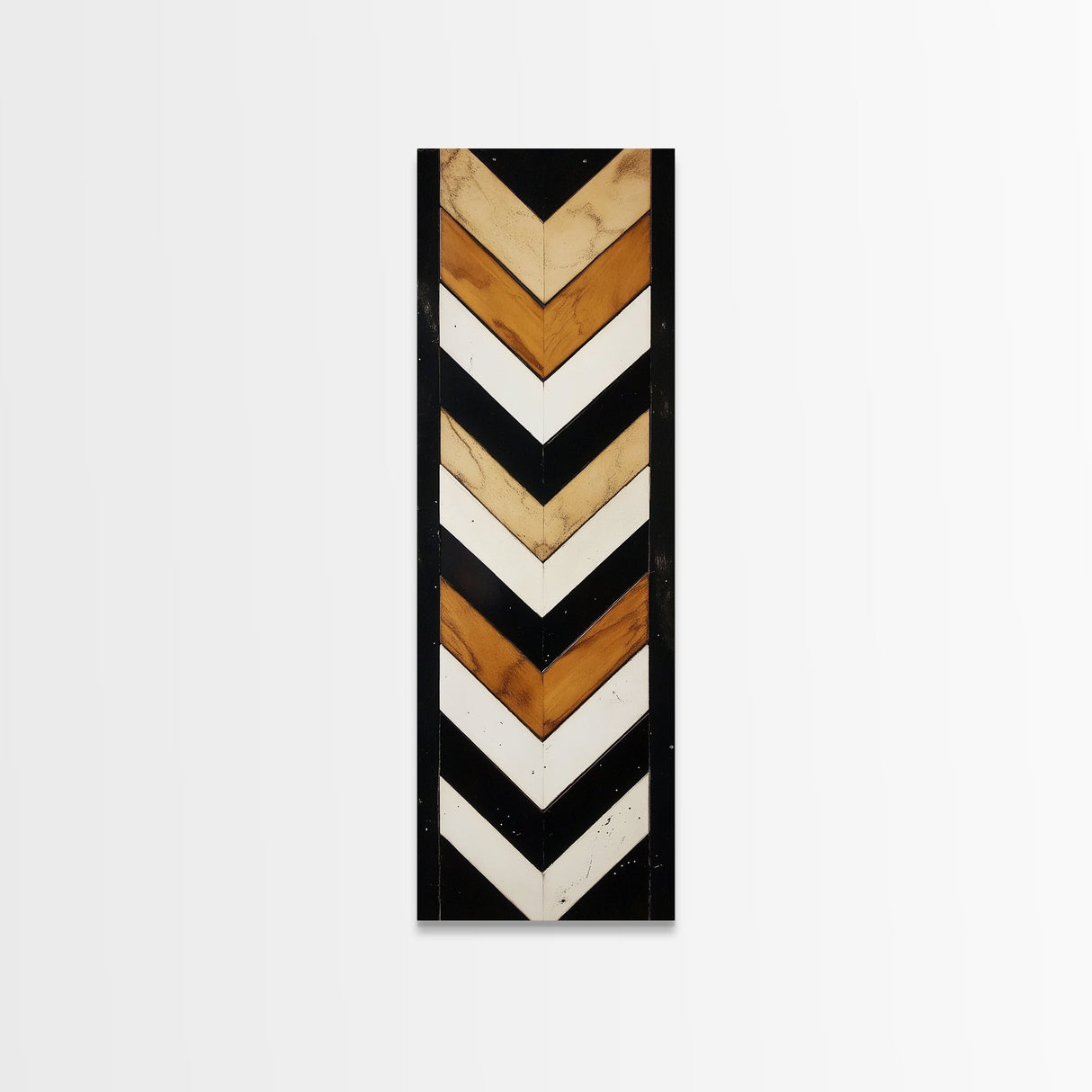 Retro Chevrons Wall Art - Framed Canvas Print - Mid Century Modern Wall Art - Unique Home Decor - Tall Narrow Art - Skinny Art