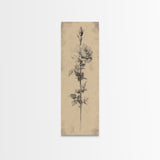 Black and White Sketch of a Rose, Framed Canvas Print, Narrow Art, Tall Skinny Art, Flower Painting, Paint of a Rose, Floral Prints