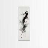 Tall Skinny Koi Fish Painting Print, Black and White Wabi Sabi Wall Art, Koi Fish Wall Decor, Japanese Style Elegant Artwork, Narrow Wall Art