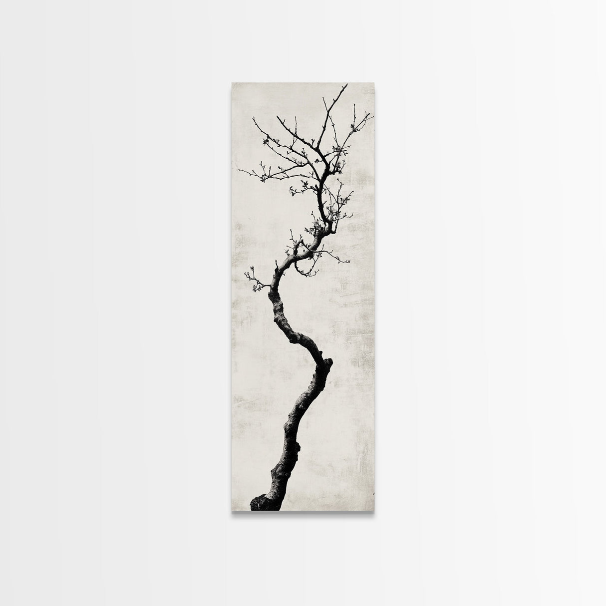 Framed Canvas Print of Minimalist Birch Tree Art in Black and White, Wabi Sabi Art, Rustic Wall Art, Above Bed Wall Art, Tall Skinny Art, Japanese Aesthetic