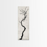 Framed Canvas Print of Minimalist Birch Tree Art in Black and White, Wabi Sabi Art, Rustic Wall Art, Above Bed Wall Art, Tall Skinny Art, Japanese Aesthetic