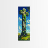 Oil Painting Print of a Celtic Cross, Irish Wall Art, Tall Narrow Art, Skinny Art, Wall Art For Small Spaces, Small Art, Ireland Art, Celtic Cross Art