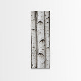 Classic Birch Trees Black and White Wall Art Framed Canvas Print Rustic Farmhouse Art Tall Narrow Art Guest Room Decor