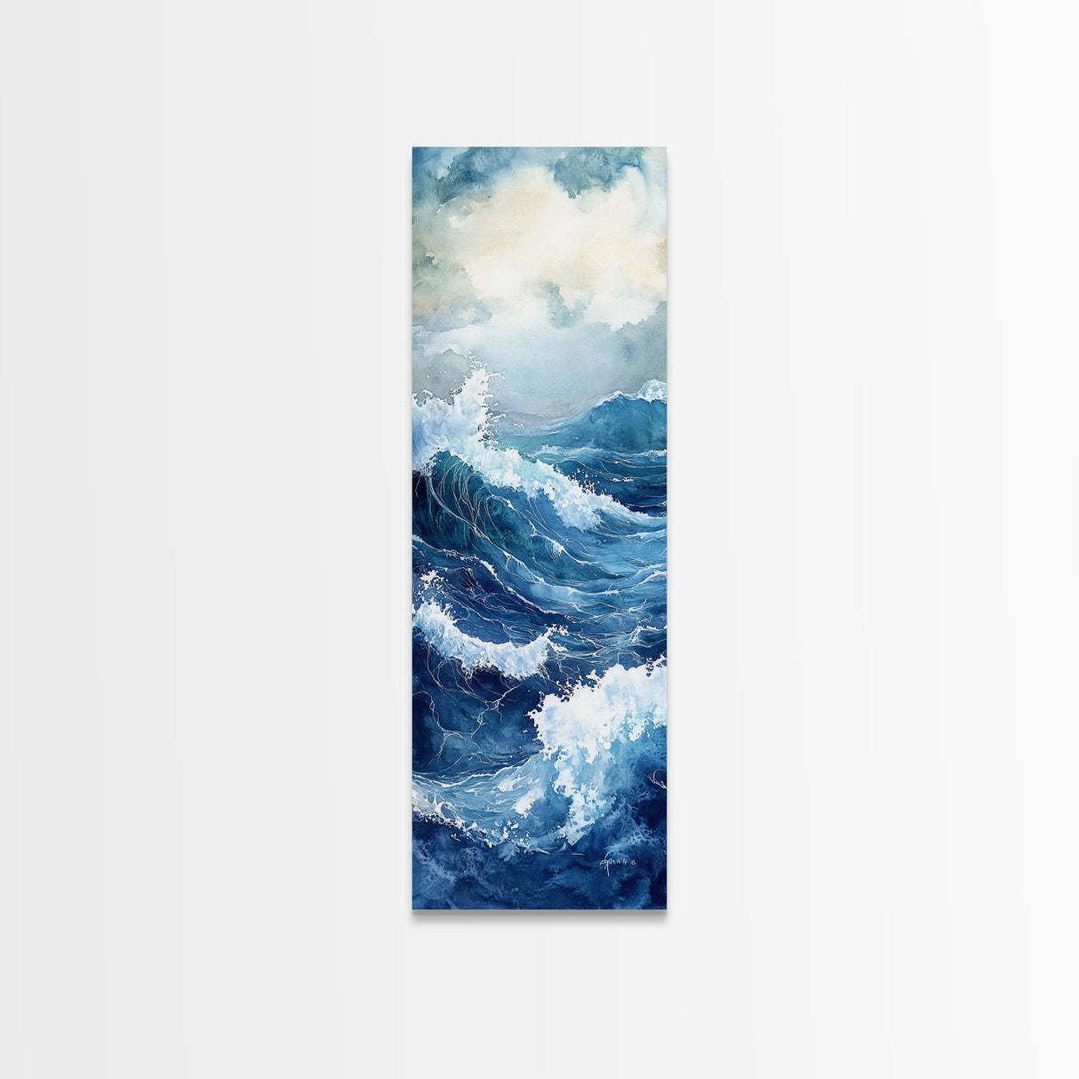 Ocean Waves Canvas Print Coastal Wall Art Nautical Decor Seascape Painting Above Bed Art Living Room Art Blue Green Wall Gift