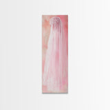Delicate Bridal Veil Framed Canvas Print Feminine Pink Wall Art Wabi Sabi Minimalist Romantic Bedroom Artwork Unique Wedding Gift Idea