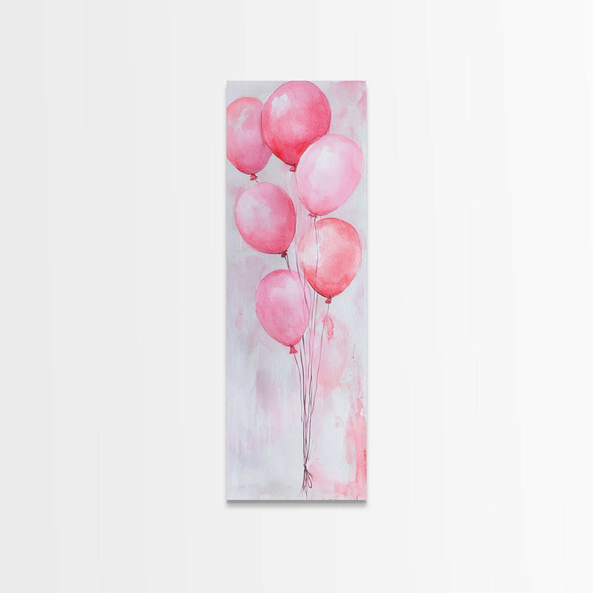Pink Balloons Wall Art Framed Canvas Print, Light Pink Whimsical Art Vertical Decor, Fun Minimalist Wall Art for Living Room and Dorm