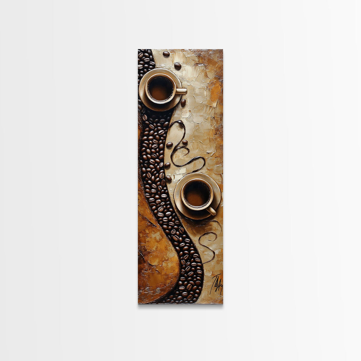 Rustic Coffee Art Framed Canvas Print Espresso Martini Kitchen Wall Art Farmhouse Coffee Lover Decor Long Narrow Rustic Art