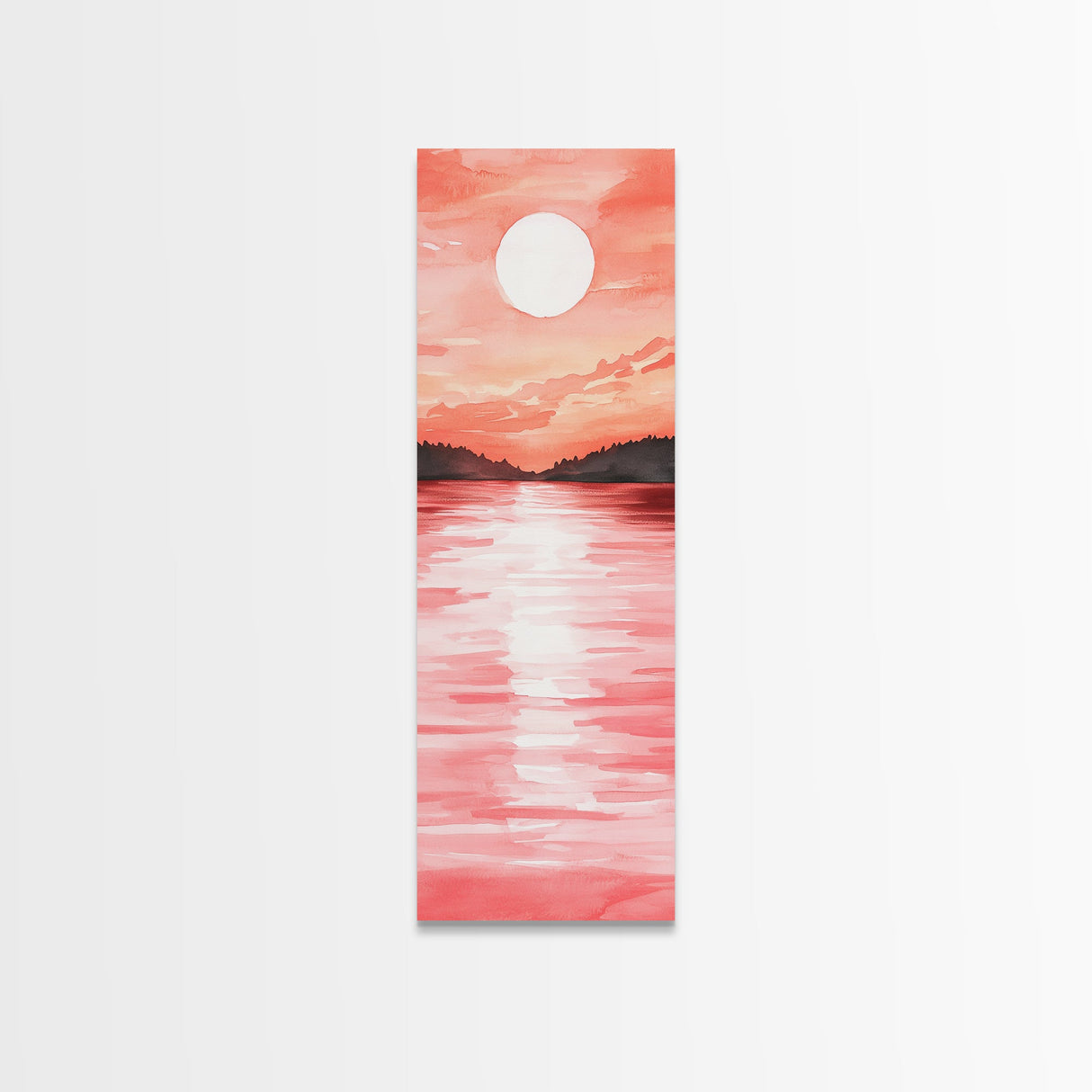 Sunset Canvas Print Coastal Landscape Art Rustic Decor Horizontal Wall Art Bedroom Gift Idea Light Pink Aesthetic Nature Painting