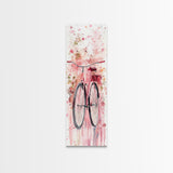 Bicycle Art Canvas Print Retro Pink Wall Art Long Narrow Vintage Style Above Couch Gift Idea Light Pink Minimalist Wabi Sabi Art
