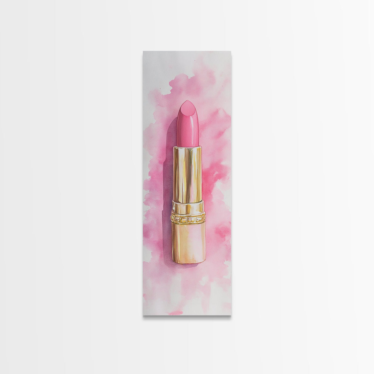 Pink Lipstick Canvas Print Feminine Pink Abstract Art Light Pink Wall Art Whimsical Art Rustic Decor Vertical Gift Idea Above Sofa