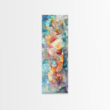 Mosaic Style Framed Canvas Print with Soft Pastel Tones, Mosaic Wall Art, Abstract Art, Vertical Wall Art, Coastal Decor, Bedroom Art