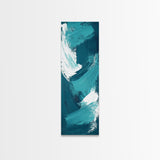 Oceanic Brushstroke Canvas Print in Teal and White, Abstract Art, Coastal Wall Art, Nautical Decor, Minimalist Art, Living Room Art