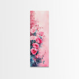 Romantic Rose Painting Framed Canvas Print with Light Pink Wall Art Featuring Cherry Blossom Details and Cozy Bedroom Decor Accents