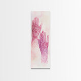 Intricate Henna Hands Painting Framed Canvas Print Featuring Unique Pink Wall Art with Subtle Geometric Design Therapy Art Theme