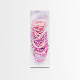 Pastel Beads Canvas Print - Whimsical Tall Narrow Art, Pink Pearl Inspired Jewelry Painting, Vertical Art for Boho Bedroom