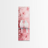 Lovebirds Canvas Print Cherry Blossom Pink Art Romantic Wall Decor Feminine Aesthetic Whimsical Gift Idea Bedroom Art