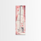 Sunlit Cherry Blossoms by Window Canvas Print, Whimsical Pink Botanical Wall Art, Rustic Aesthetic Decor, Bedroom or Living Room Accent