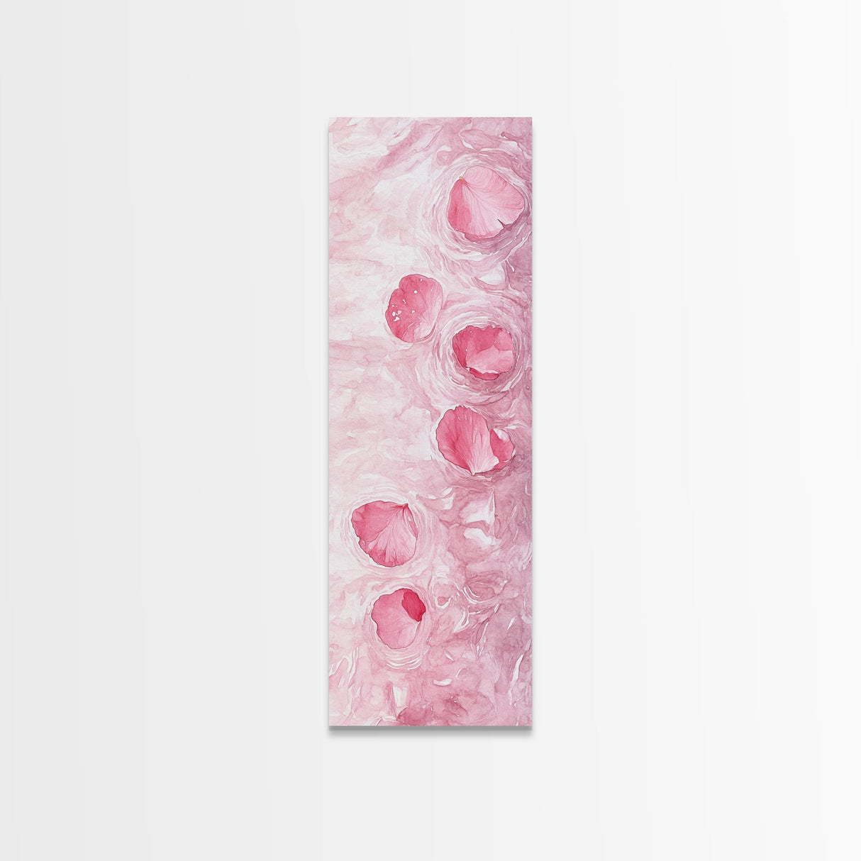 Floating Rose Petals in Water Canvas Print, Light Pink Wall Art, Botanical Nature Decor, Whimsical Aesthetic Bedroom or Living Room Art