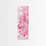 Pastel Pink Beauty Tools Canvas Print Feminine Wall Art Light Pink Bathroom Decor Makeup Lover Rustic Vertical Artwork Girly