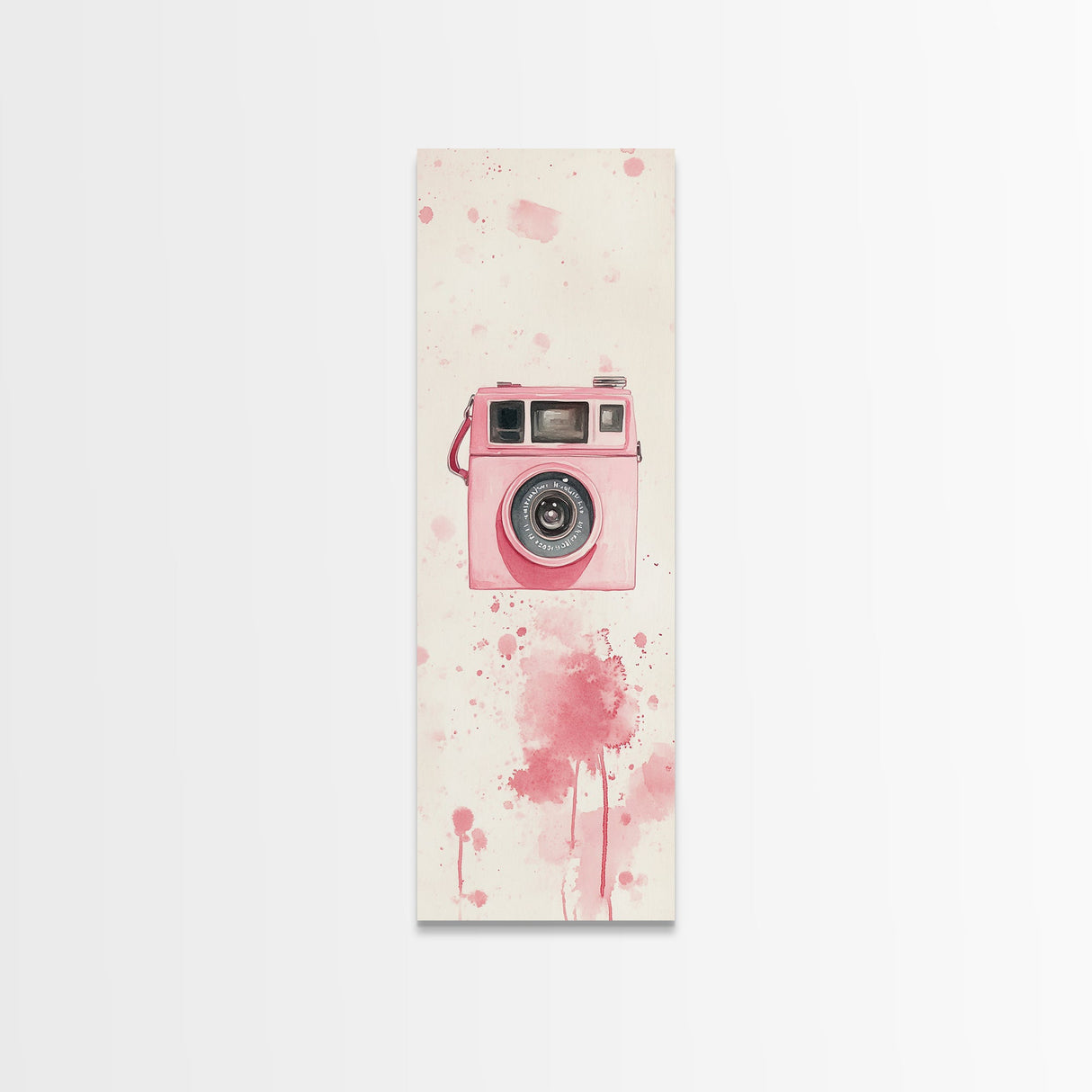 Retro Pink Camera Canvas Print Whimsical Wall Art Photography Lover Gift Living Room Art Vertical Pink Abstract Minimalist