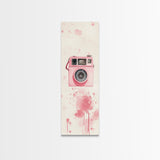 Retro Pink Camera Canvas Print Whimsical Wall Art Photography Lover Gift Living Room Art Vertical Pink Abstract Minimalist