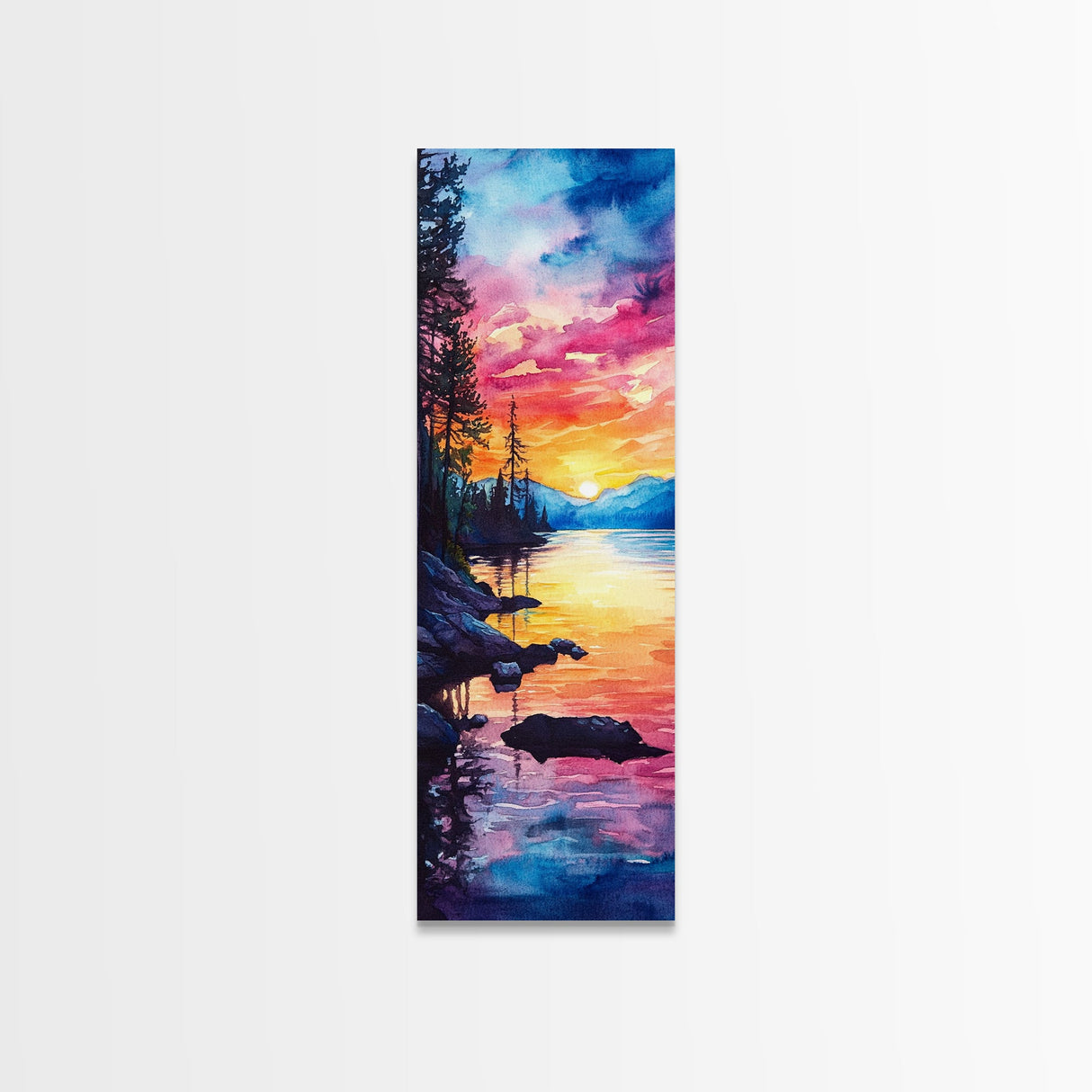 Framed Canvas Print Sunset Reflection Lake Tahoe Art Coastal Decor Nautical Painting Rustic Wall Art Living Room Art Christmas Gift