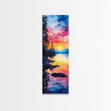 Framed Canvas Print Sunset Reflection Lake Tahoe Art Coastal Decor Nautical Painting Rustic Wall Art Living Room Art Christmas Gift