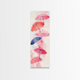 Vibrant Umbrellas Framed Canvas Print in Pink Orange Wall Art Style Perfect Whimsical Vertical Art for Dorm or Playful Decor