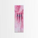 Glossy Pink Lipstick Trio Framed Canvas Print in Minimalist Vertical Wall Art for Fashion and Makeup Room Décor
