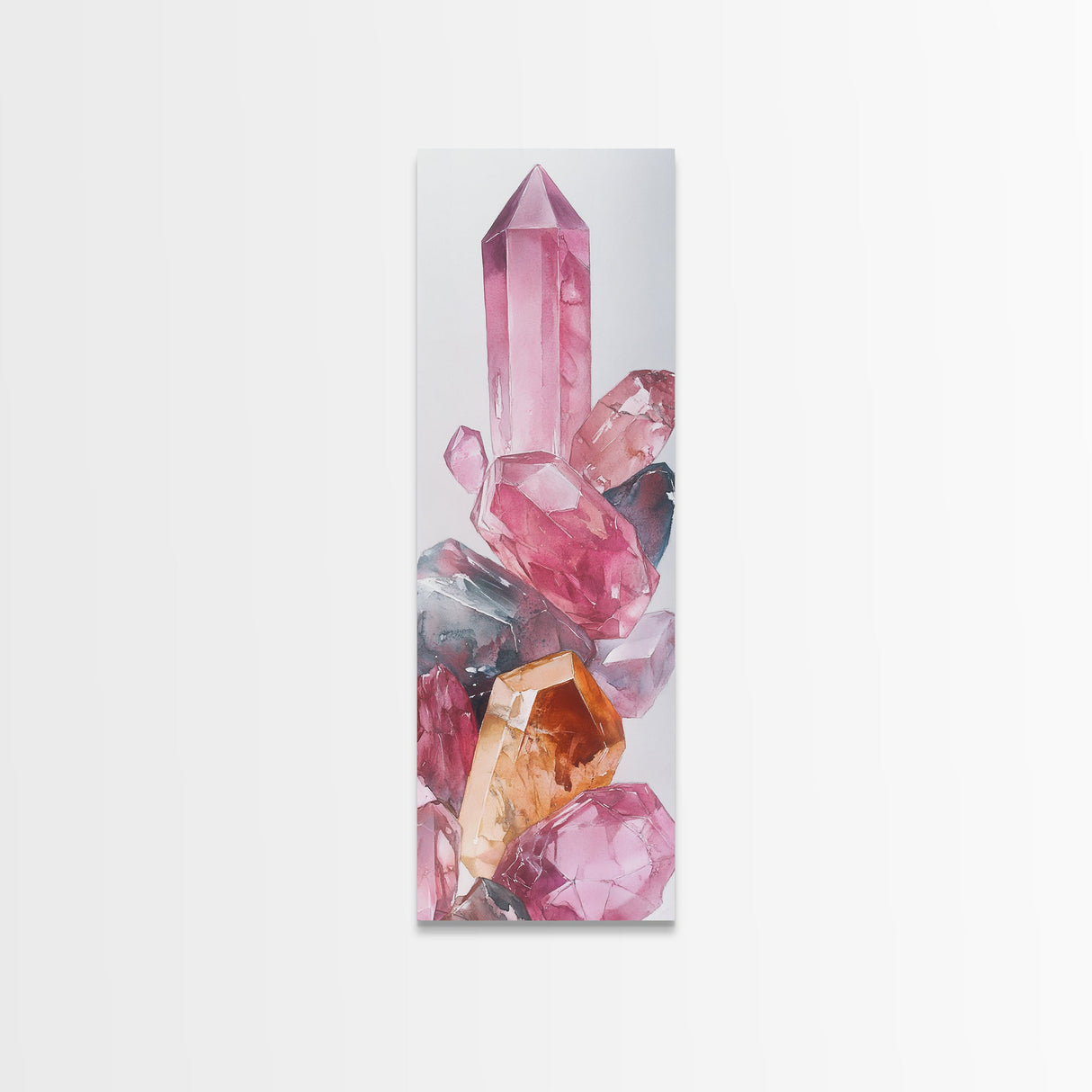 Rose Quartz Gem Canvas Print Gemstone Watercolor Art Unique Bedroom Decor Crystal Lover Light Pink Wall Art Gift Idea