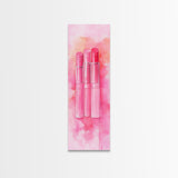 Light Pink Lipsticks Framed Canvas Print, Modern Whimsical Art, Abstract Vertical Art for Makeup Room or Girly Dorm Wall Decor