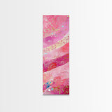 Pink and Gold Abstract Canvas Print, Whimsical Blotter Art with Metallic Accents, Vibrant Vertical Art for Bright and Creative Spaces